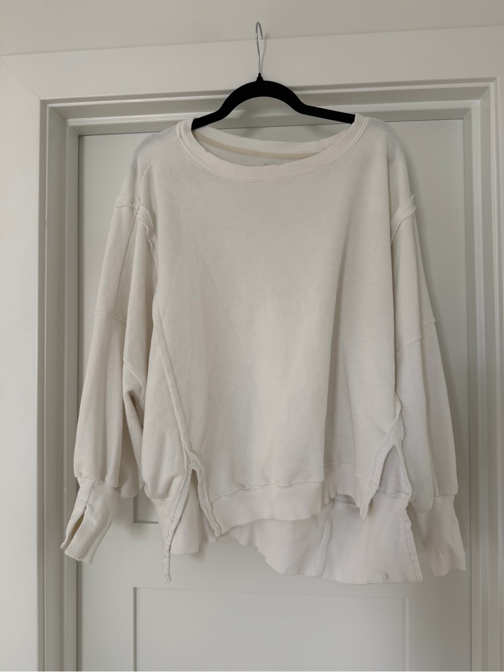 We The Free White Distressed Oversized Sweatshirt - Picture 1 of 9